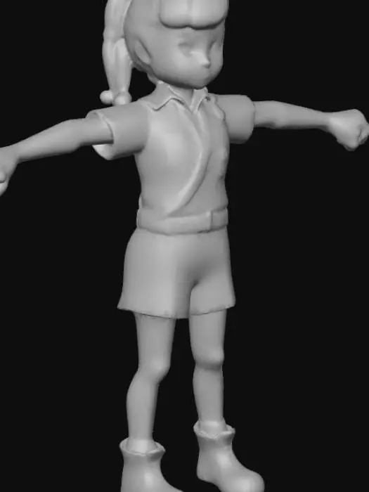 3D model for crea una chica exploradora con los puños cerrados bien definidos
