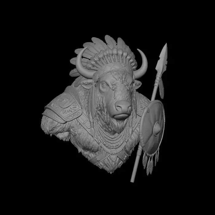 3D model for american bison Indian War Chief