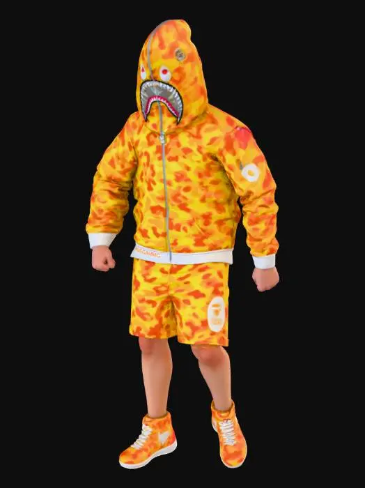 3D model for Yellow Camo Shark Hoodie