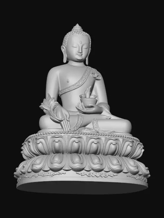 3D model for Meditating Buddha on a Lotus Pedestal
