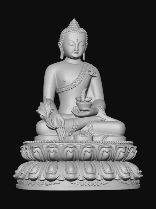 3D model for Meditating Buddha on a Lotus Pedestal