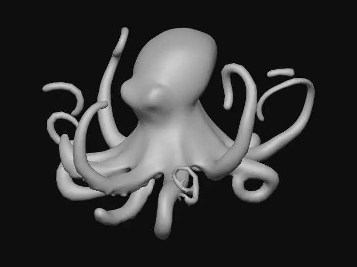 3D model for A detailed octopus with smooth, semi-translucent skin. Eight curling tentacles, realistic suction cups, and a vibrant, oceanic color palette with subtle bioluminescence.