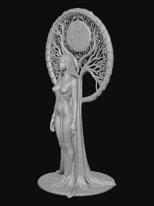3D model for Tree of life with triple moon goddess