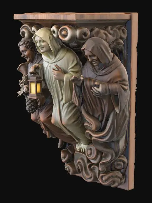 3D model for Trio in Carved Wood