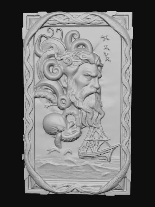3D model for Poseidon carving