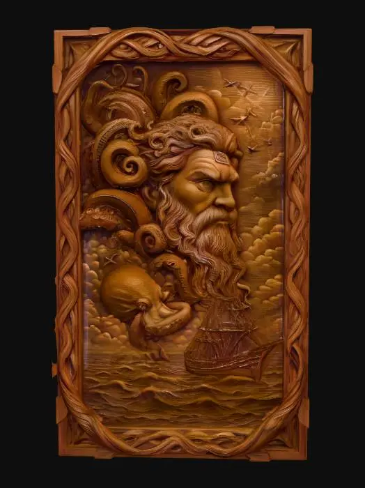 3D model for Poseidon carving