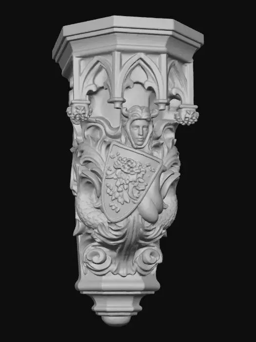 3D model for Wooden Mermaid Corbel.