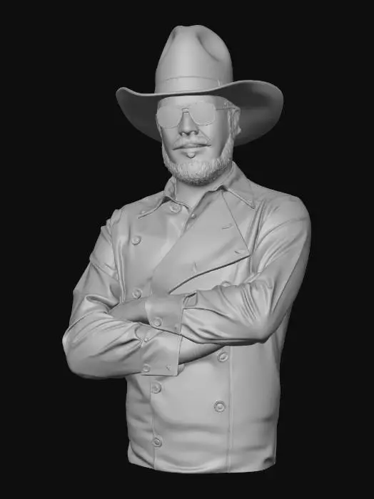 3D model for Man in Sunglasses and Cowboy Hat