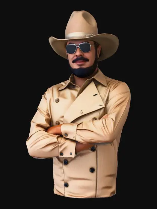 3D model for Man in Sunglasses and Cowboy Hat