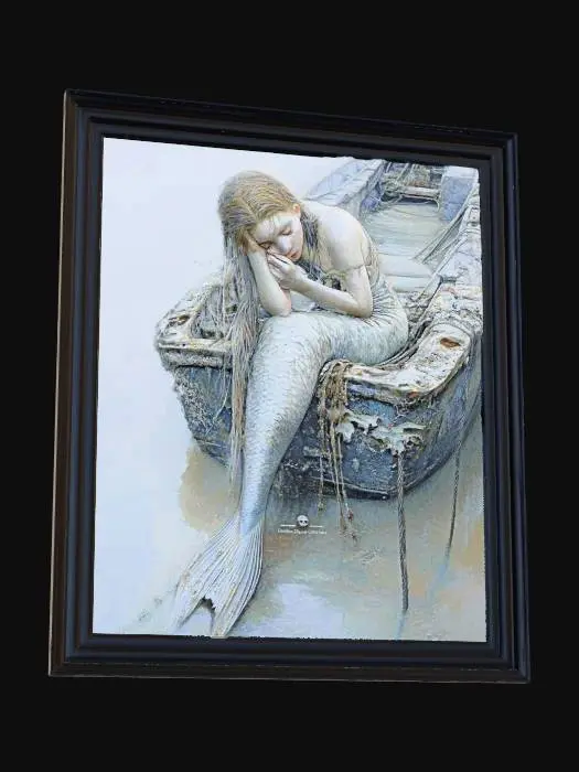 3D model for mermaid sitting on boat