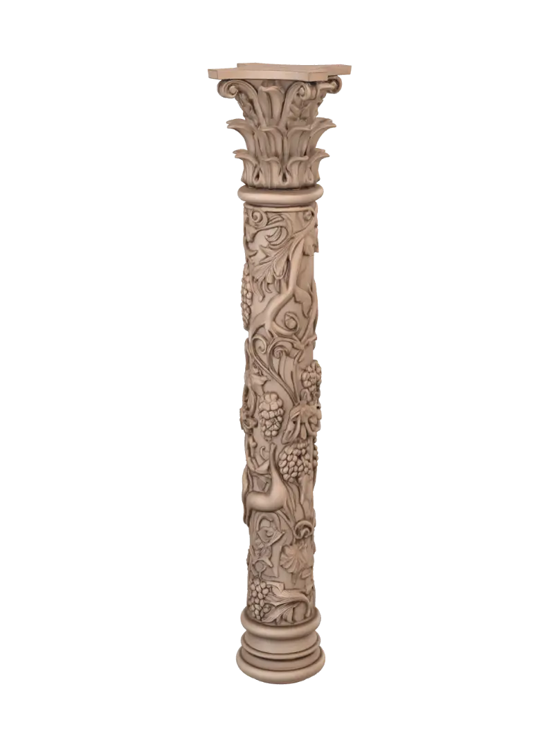 Modelo 3D de Grapevine Carved Column - Scrollwork, gerado por IA
