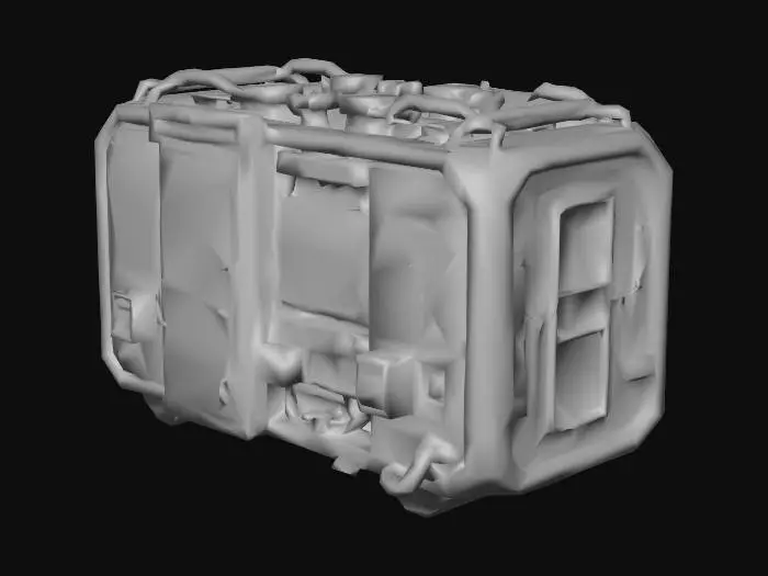 3D model for Large futuristic industrial contraband disposal unit, sci-fi. aged with wear and tear. for public usage in star wars war spaceships.