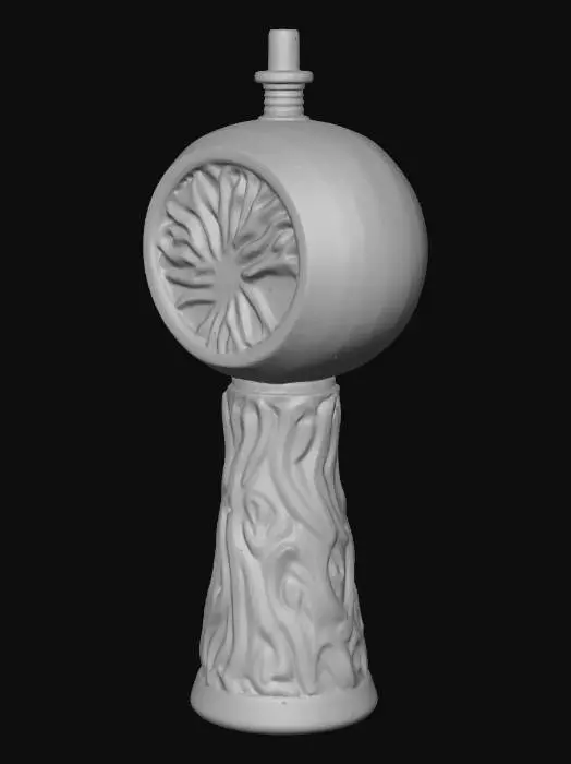 3D model for A viking style tap handle with a female 3/8"-16 UNC thread in its base.

ØL Takk must be written clearly on the handle.  

The roots of Yggdrasil are the handle must wrap around a stone head.

there should be a 4x3 inch rectangular recessed spot to insert a 3D printed insert

there must be a place to add a beer name.
