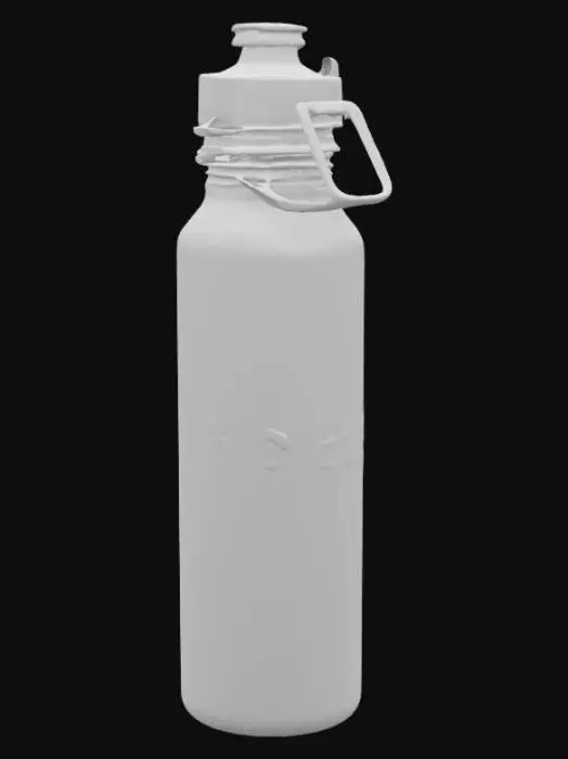 3D model for make a blue colored waterbottle with the text "Space" on it make it lengthy but not that wide
