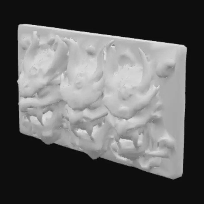 3D model for Создай длинный и красивый горельеф с японскими масками демонов