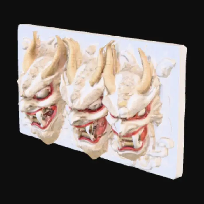 3D model for Создай длинный и красивый горельеф с японскими масками демонов