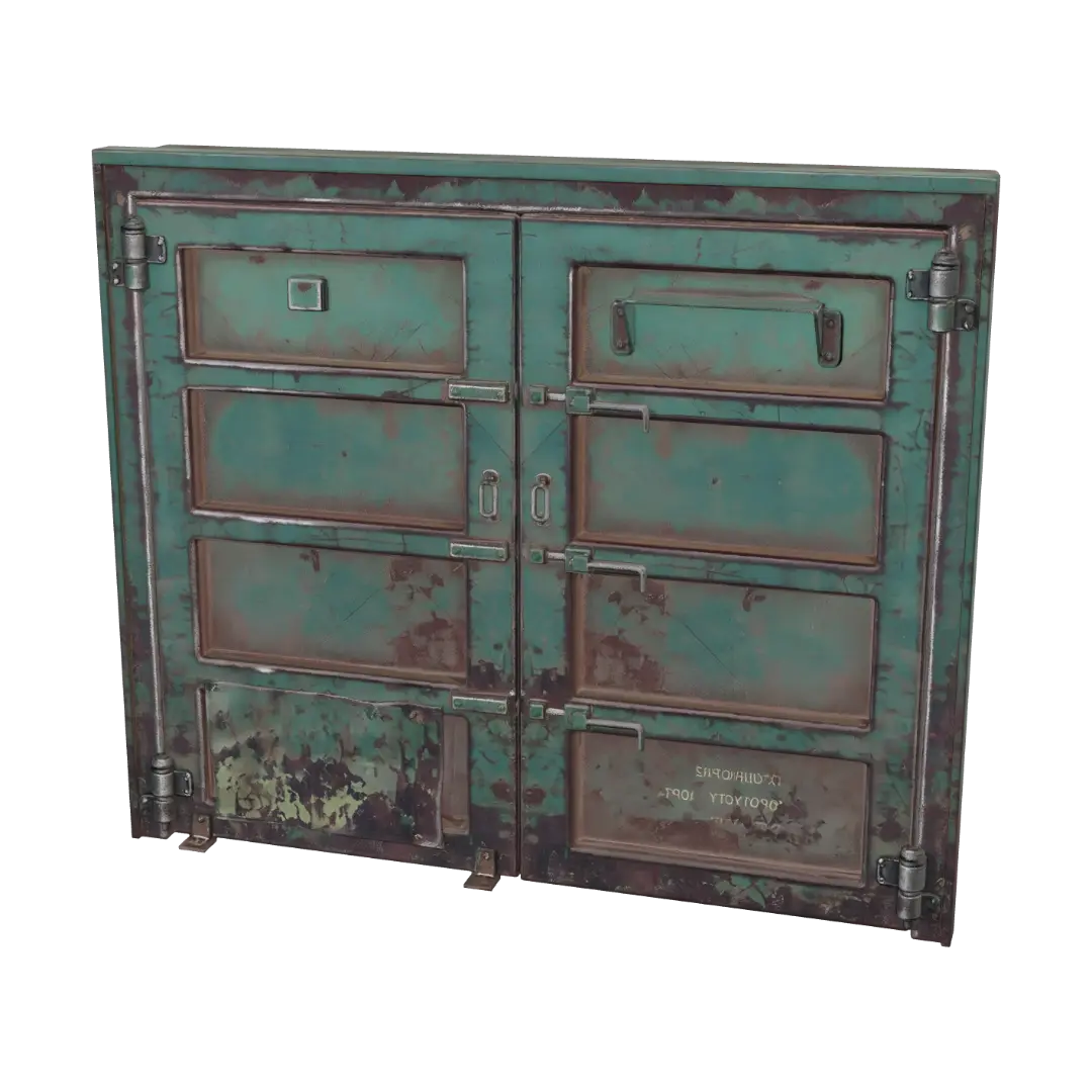 Weathered Green Metal Cabinet - Tag 3D model, vytvořený pomocí AI