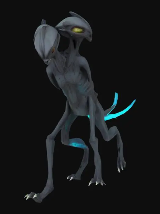 3D model for realistic alien-like Geiger-style 2 headed monster dog