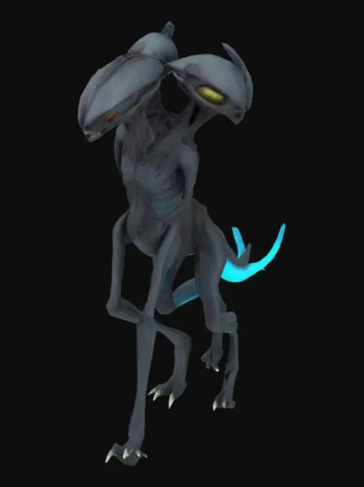 3D model for realistic alien-like Geiger-style 2 headed monster dog