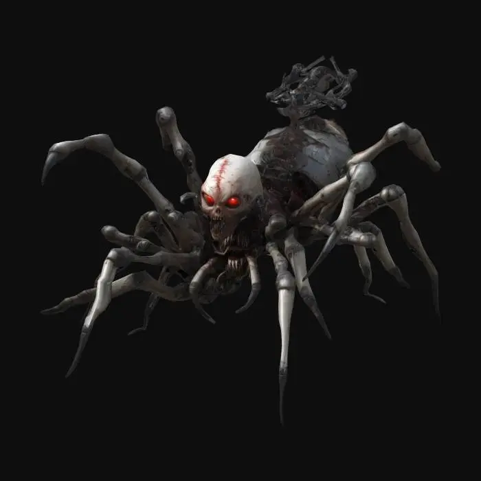3D model for mechanoid spider horror monster combined with human gore