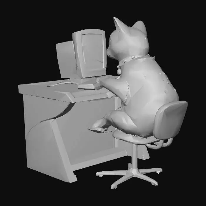 3D model for Cat at the Computer