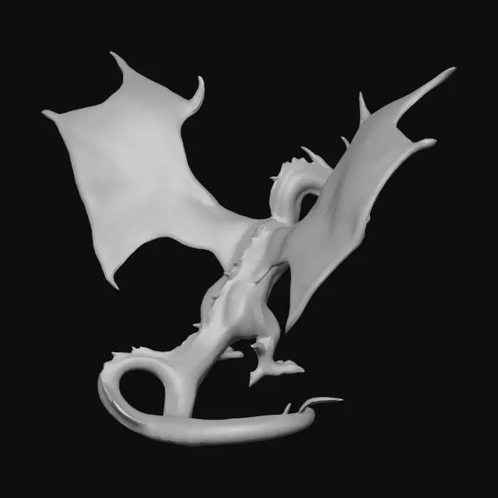 3D model for Hybrid eastern and western dragon, long serpentine body with large wings, white and gold scales, divine aura, glowing eyes, epic fantasy style, highly detailed, cinematic lighting