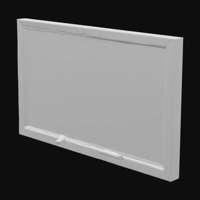 3D model for A realistic 3D model of a classic classroom chalkboard. Dark green board surface with a slightly dusty texture, subtle chalk smudges, and faint eraser marks. Wooden frame with a natural worn look. Small chalk pieces and an eraser resting on a narrow chalk tray. Neutral school environment style, no writings, no text, clean and ready for customization.