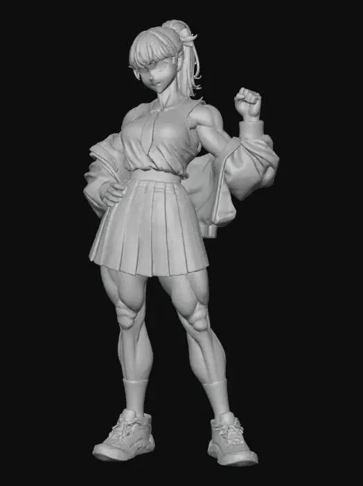 3D model for Strength in Style Maid Elegance with anime figure face