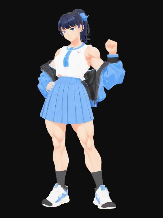 3D model for Strength in Style Maid Elegance with anime figure face