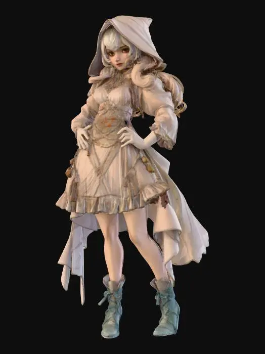 3D model for Mystical Wanderer anime sketch portrait , #Halloween2025#