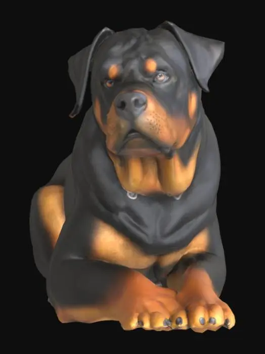 3D model for Create a 3d model of a Rottweiler sitting down with texture