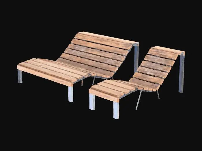 3D model for Wooden Double Lounger