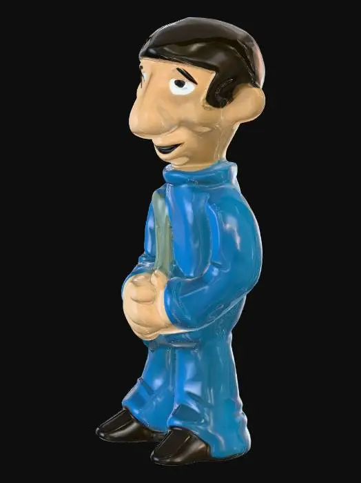 3D model for Ringo Starr in a blue suit, drumsticks in hand Figurine