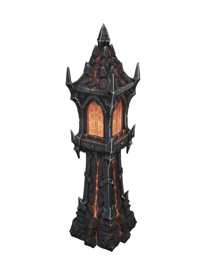Molten Gothic Ember Lantern - Shrine 3D model, vytvořený pomocí AI