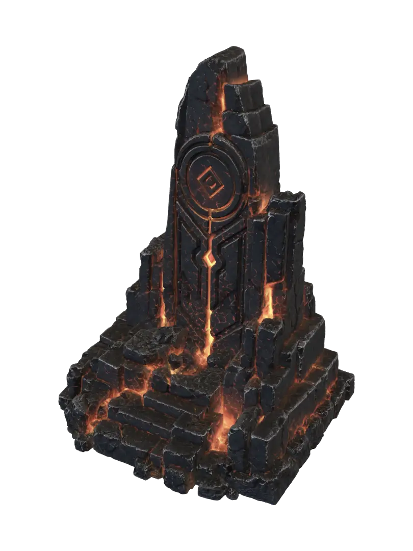 Infernal Runic Stone Monument - Basalt 3D model, vytvořený pomocí AI