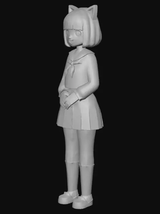 3D model for Anime School Catgirl