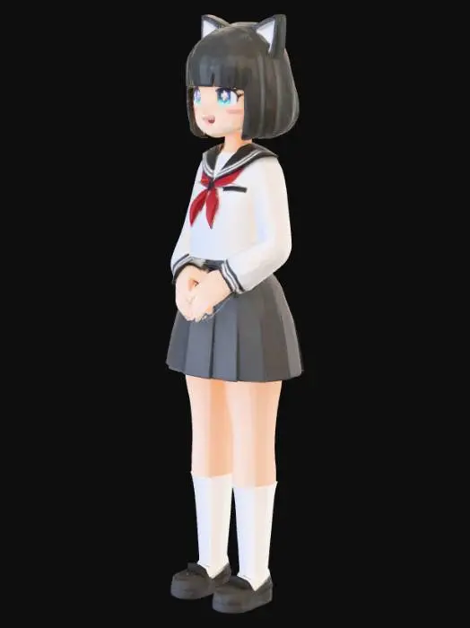 3D model for Anime School Catgirl