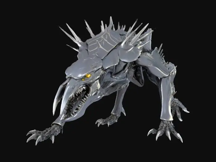 3D model for Needle Crawlers: small, fast quadruped mutants that crawl low to the ground. Needle-like appendages, sharp elongated jaws, insectoid vibe. Poly: 4-6k tris, quadruped rig, optimized for swarm instances. PBR textures with shiny chitin. Negative: avoid humanoid proportions., #villain#