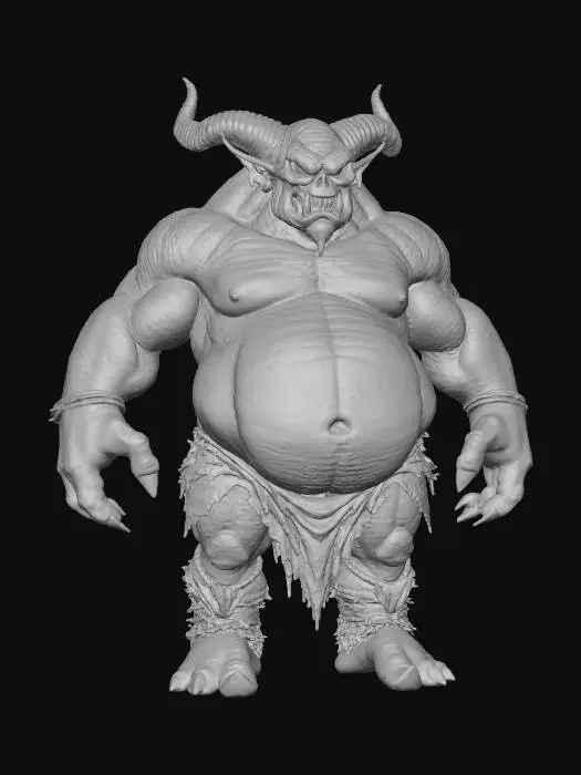 3D model for fat wobbly orc head scary satanic demon