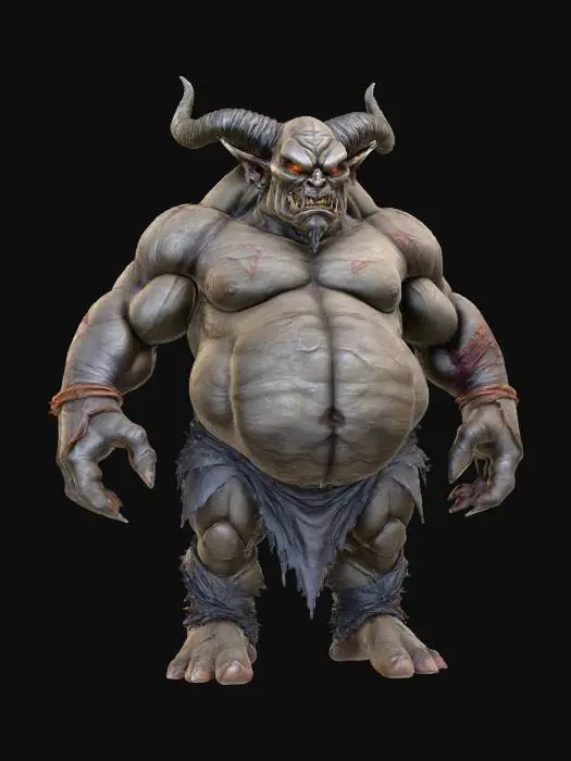 3D model for fat wobbly orc head scary satanic demon