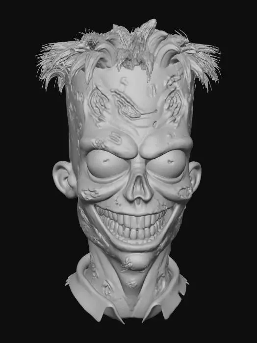 3D model for bart simpson but zombiefied and scary head only