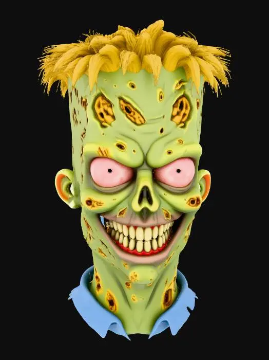 3D model for bart simpson but zombiefied and scary head only