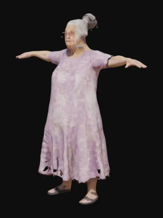 3D model for old  lady in t pose 