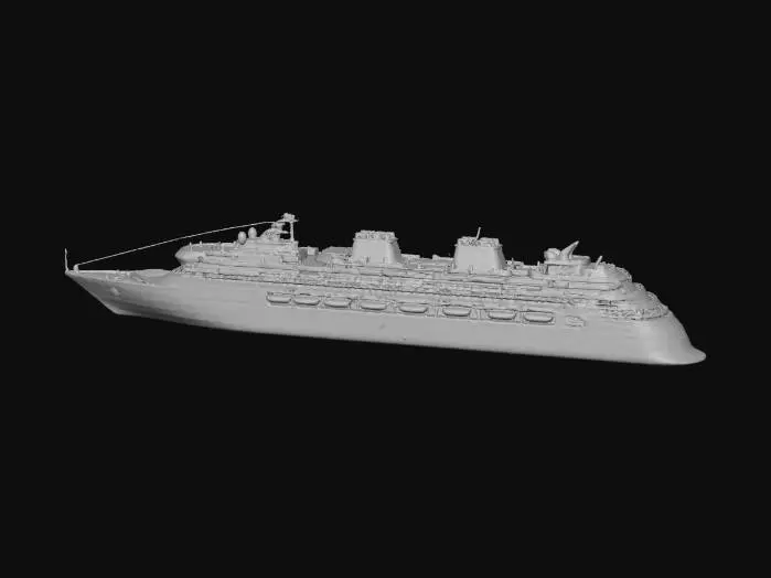 3D model for Cruise Ship in the City Harbor