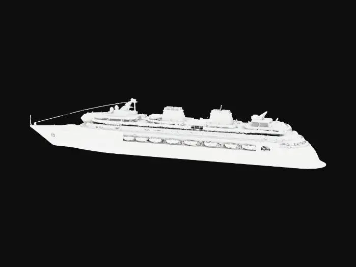 3D model for Cruise Ship in the City Harbor