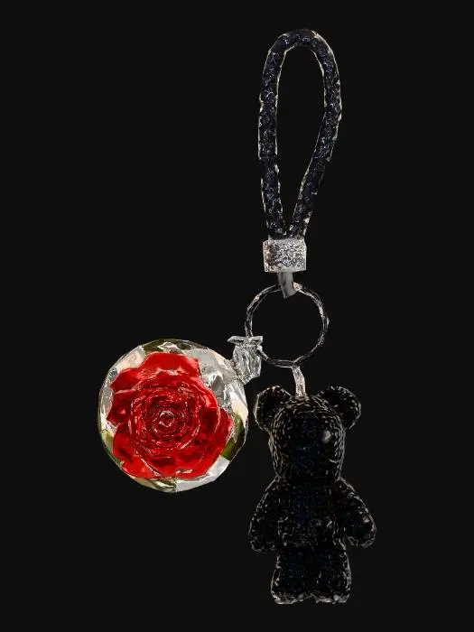 3D model for Rose and Bear Keychain