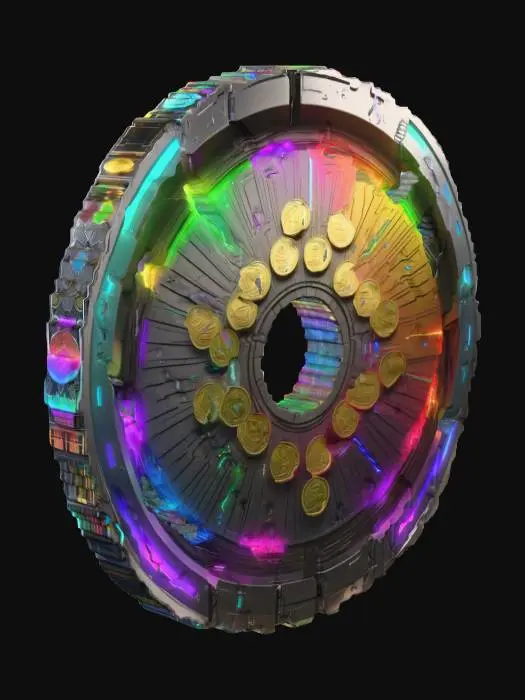 3D model for a special futuristic 4k HD arcobalenalCoin, for a Coin Pusher