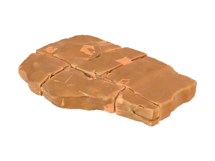 A second broken sandstone rib segment, this one featuring a prominent midspan hole… 3D model, vytvořený pomocí AI