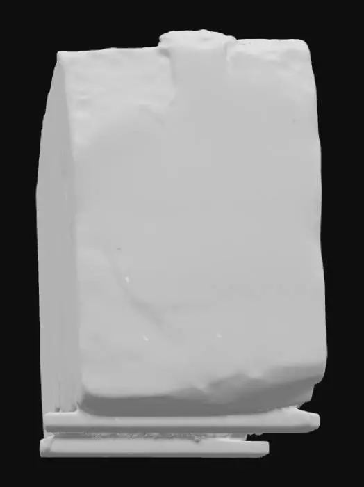 3D model for A sturdy, flat sandstone caprock slab, measuring 3x5x0.6 meters, designed as a natural tabletop or elevated surface. Its broad, up-facing deck is subtly covered with a fine layer of dust, suggesting exposure to arid elements. The underside is distinctly rough and irregular, contrasting with the relatively smooth, though textured, top. Composed of robust sandstone, it displays a warm, earthy palette of light ochre and sandy browns, with a granular and weathered overall texture.