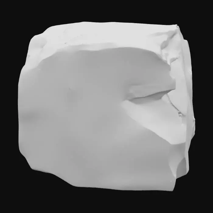 3D model for A sturdy, flat sandstone caprock slab, measuring 3x5x0.6 meters, designed as a natural tabletop or elevated surface. Its broad, up-facing deck is subtly covered with a fine layer of dust, suggesting exposure to arid elements. The underside is distinctly rough and irregular, contrasting with the relatively smooth, though textured, top. Composed of robust sandstone, it displays a warm, earthy palette of light ochre and sandy browns, with a granular and weathered overall texture.